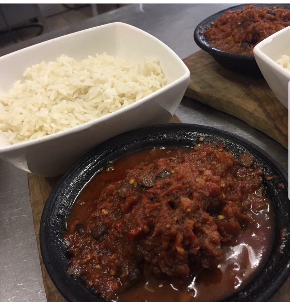 White Rice and Ofada Sauce (Ayamase)