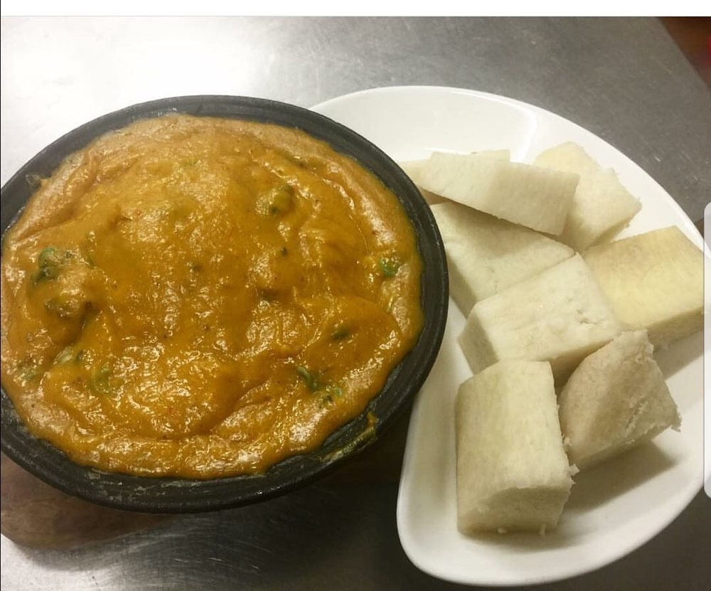 Boiled Yam and Garden Egg Sauce